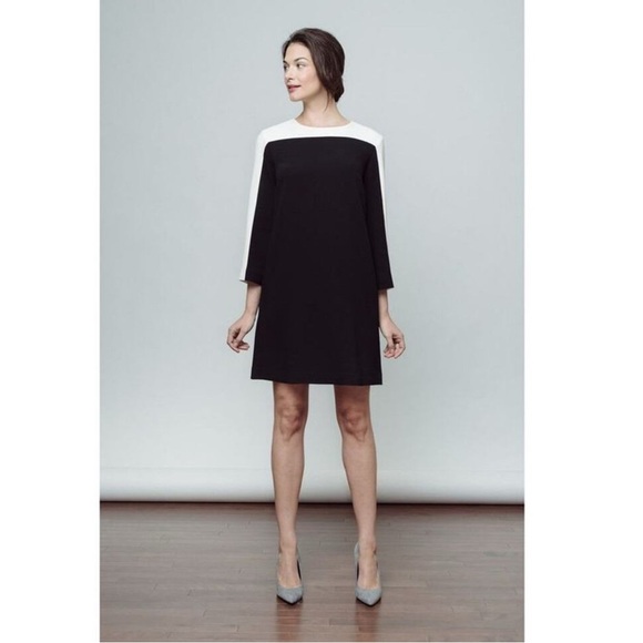 Of Mercer Chic Black and White Long Sleeve Dress - Picture 1 of 7